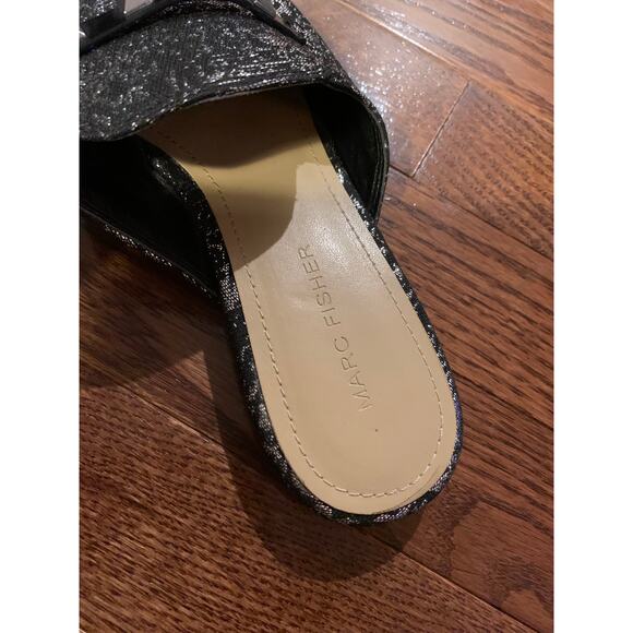 Marc Fisher Studded Metallic Silver Loafers 7 - Picture 3 of 5